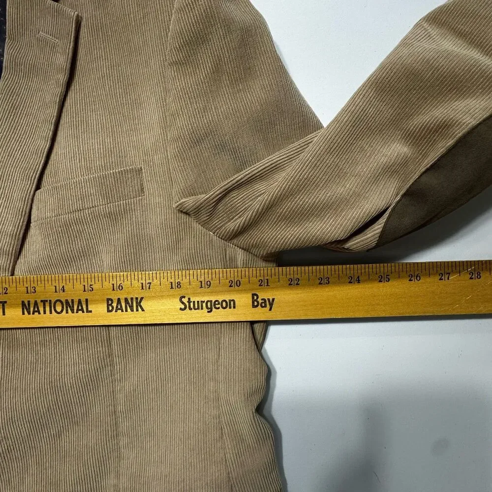 * Chaps Ralph Lauren Corduroy Blazer Men 40R Tan Sport Coat Elbow Patches